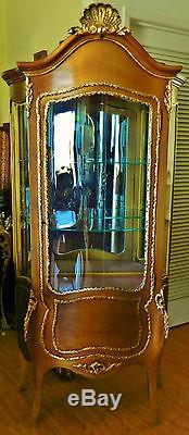 Gorgeous French Louis Style Gold Gilt Vitrine Curio Display China Cabinet