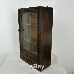 Gorgeous Kitchen Apothecary Bathroom Wall Cabinet Glass Door Display Carved Wood