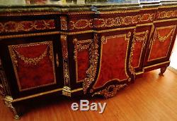 Gorgeous Large (102 L) French Louis Style Credenza Sideboard Cabinet, Marble Top