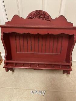 Gorgeous Vintage Red Kitchen Cabinet, Primitive Style, Home Decor EUC