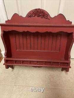 Gorgeous Vintage Red Kitchen Cabinet, Primitive Style, Home Decor EUC