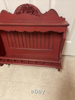 Gorgeous Vintage Red Kitchen Cabinet, Primitive Style, Home Decor EUC