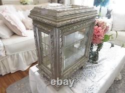 Gorgeous Vintage or Antique Beveled Glass & Wood FRENCH Display Case