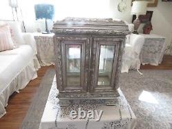 Gorgeous Vintage or Antique Beveled Glass & Wood FRENCH Display Case