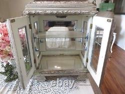 Gorgeous Vintage or Antique Beveled Glass & Wood FRENCH Display Case