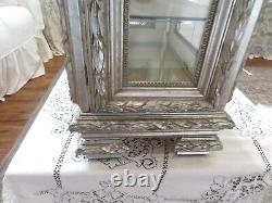 Gorgeous Vintage or Antique Beveled Glass & Wood FRENCH Display Case