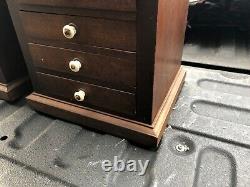 Gorgeous c1880 jewelers cabinet Mahogany porcelain pulls 27.5 w x 24 h x 11.25