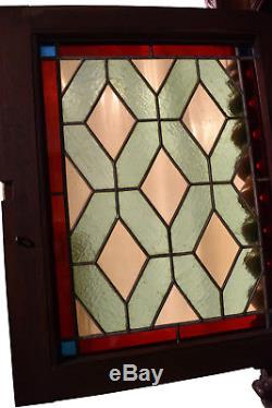 Great Antique French Hunt Cabinet, Leaded Glass Doors, Barley Twist