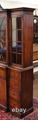 Grosfeld House Flame Mahogany Inlaid China Cabinet Bookcase Breakfront