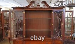 Grosfeld House Flame Mahogany Inlaid China Cabinet Bookcase Breakfront
