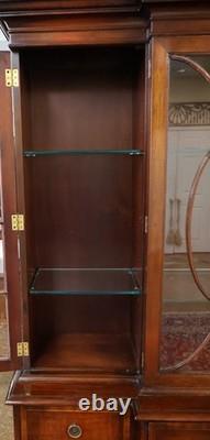 Grosfeld House Flame Mahogany Inlaid China Cabinet Bookcase Breakfront