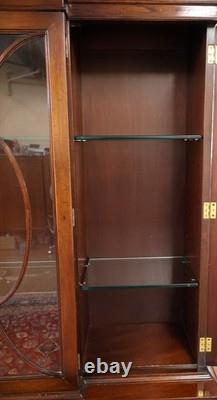 Grosfeld House Flame Mahogany Inlaid China Cabinet Bookcase Breakfront