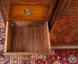 Grosfeld House Flame Mahogany Inlaid China Cabinet Bookcase Breakfront