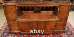 Grosfeld House Flame Mahogany Inlaid China Cabinet Bookcase Breakfront