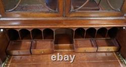 Grosfeld House Flame Mahogany Inlaid China Cabinet Bookcase Breakfront