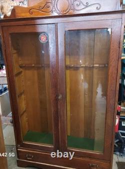 Gun Cabinet Antique Inlaid Wood