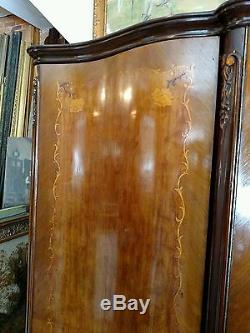 HAS TO GO! ANTIQUE ITALIAN ARMOIRE INLAID WOOD MARQUETRY C. 1920s EXCELLENT COND