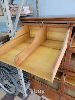 HEAVY 2 PC Oak Clothing Hardware Store Cabinet Glass Front Doors Drawer Section