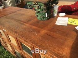 HEAVY c1900 antique oak seed cabinet counter 10 10 x 30.5 x 30 Rochester NH