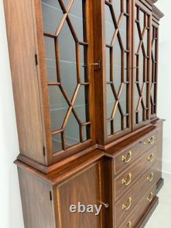HENKEL HARRIS 2365 29 Banded Mahogany Breakfront China Cabinet