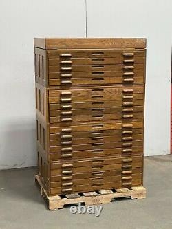 Hamilton Flat File Wood Cabinet 4 sections 20 drawers vintage antique blueprint