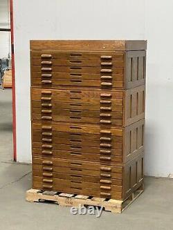 Hamilton Flat File Wood Cabinet 4 sections 20 drawers vintage antique blueprint