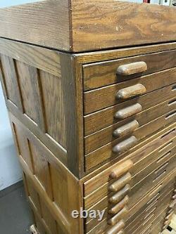 Hamilton Flat File Wood Cabinet 4 sections 20 drawers vintage antique blueprint