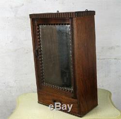 Hand Carved Wood medicine bathroom Wall Cabinet Beveled Glass mirror Bobbin