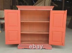 Handmade wooden bedside cabinet painted embossed painting 3 drawer almirah