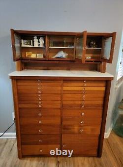 Harvard 56 Dental Cabinet! Beautiful 24 Drawer 4-Door Stunner! 1928. 2 Pc