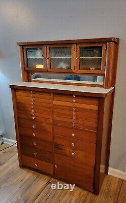 Harvard 56 Dental Cabinet! Beautiful 24 Drawer 4-Door Stunner! 1928. 2 Pc