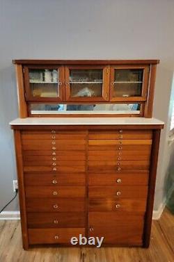 Harvard 56 Dental Cabinet! Beautiful 24 Drawer 4-Door Stunner! 1928. 2 Pc