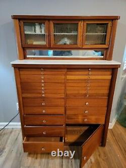 Harvard 56 Dental Cabinet! Beautiful 24 Drawer 4-Door Stunner! 1928. 2 Pc