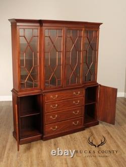 Henkel Harris Georgian Style Inlaid Mahogany Breakfront Bookcase