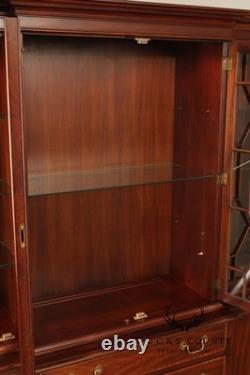 Henkel Harris Georgian Style Inlaid Mahogany Breakfront Bookcase