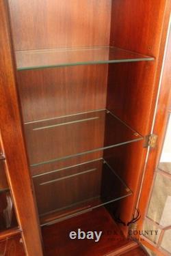 Henkel Harris Georgian Style Inlaid Mahogany Breakfront Bookcase