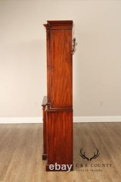 Henkel Harris Georgian Style Inlaid Mahogany Breakfront Bookcase