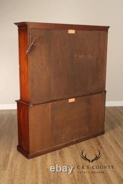 Henkel Harris Georgian Style Inlaid Mahogany Breakfront Bookcase