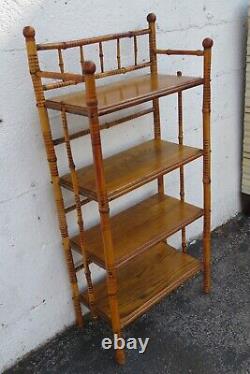 Hollywood Regency Bamboo Four Tier Rack Bookcase Shelves Etagere 3444