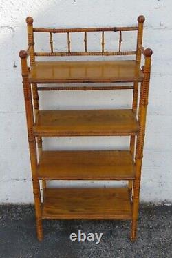 Hollywood Regency Bamboo Four Tier Rack Bookcase Shelves Etagere 3444