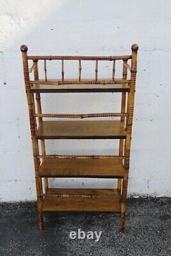 Hollywood Regency Bamboo Four Tier Rack Bookcase Shelves Etagere 3444