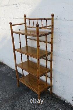 Hollywood Regency Bamboo Four Tier Rack Bookcase Shelves Etagere 3444