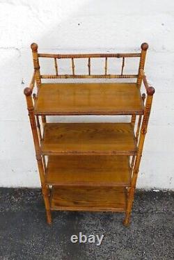 Hollywood Regency Bamboo Four Tier Rack Bookcase Shelves Etagere 3444