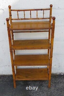 Hollywood Regency Bamboo Four Tier Rack Bookcase Shelves Etagere 3444