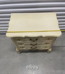 Hollywood Regency French Provincial White Crackled Chest of Drawers Cabinet