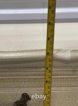 Hollywood Regency French Provincial White Crackled Chest of Drawers Cabinet