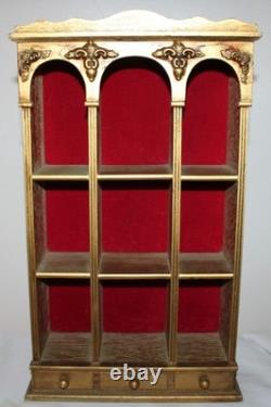 Hollywood Regency Gold Gilt Curio Wall Shelf or Tabletop Display Baroque Design