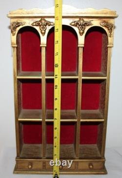 Hollywood Regency Gold Gilt Curio Wall Shelf or Tabletop Display Baroque Design