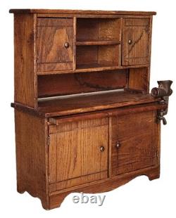 Hoosier Cabinet, Child, Salesman, Bakers Kitchen Work Station, Oak, c1900 18t