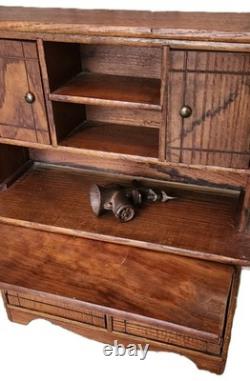 Hoosier Cabinet, Child, Salesman, Bakers Kitchen Work Station, Oak, c1900 18t